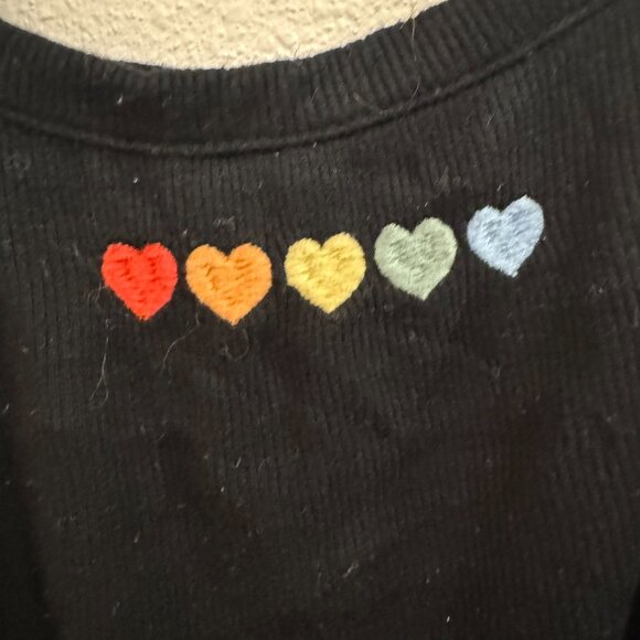 Art Class Black Ribbed Tank with Rainbow Hearts – Size Small (6/6X) - Picture 2 of 5